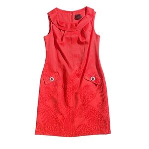 Just…Taylor Mad Men Style Vintage Sleeveless Coral Paisley Pattern Pencil Dress